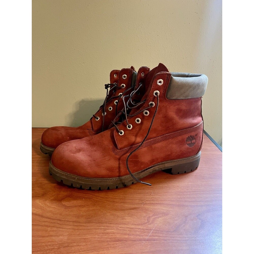 Timberland Premium 6 inch Waterproof Boots Dark Red Nubuck Men's Sz 14